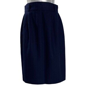VTG Escadrille Skirt 14 Navy Blue Pleat Front‎ Pocket Belt Loops Casual Career